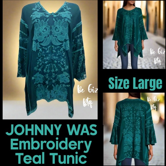 🆑 NWT Johnny Was Temperty Lorelai Tunic In Lakeside In Green Size Large